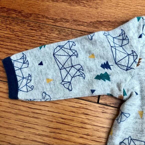 LAMAZE BABY One Piece Bear Print footie Gray Baby Boy Size 3 Months - Picture 3 of 6